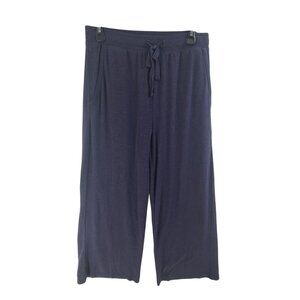 Papinelle Women's Knit Casual Cropped Lounge Pants Blue Size M